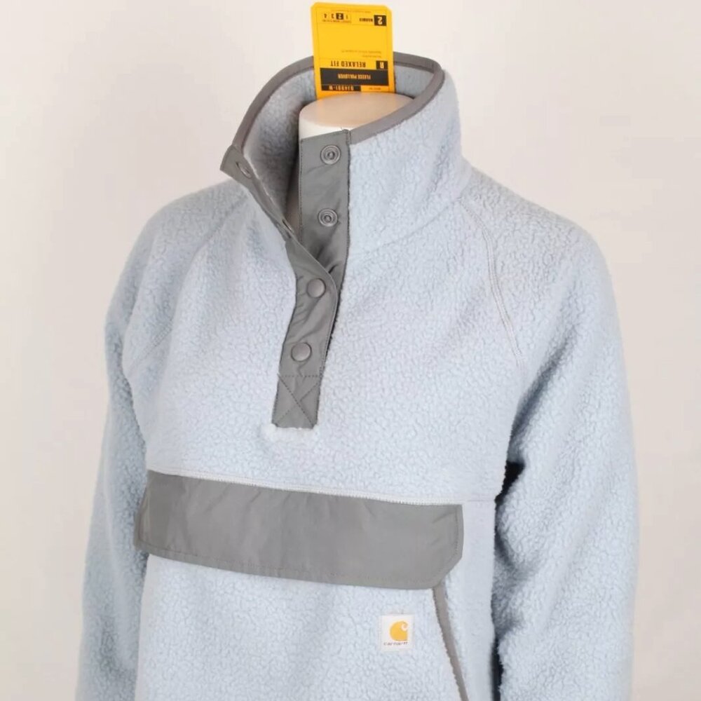 Carhartt Women's Fleece Pullover 1/4 Snap Relaxed Fit Fleece Jacket Blue 104922